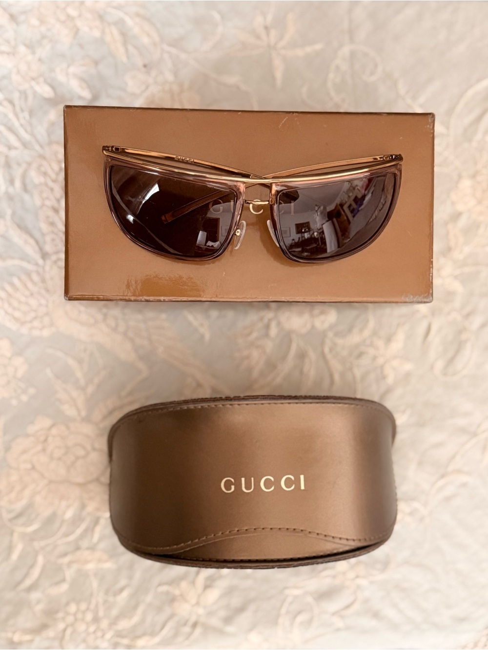 Rare Vintage Gucci GG1762/S rectangle gold tone sunglasses 90s redux CBK satc